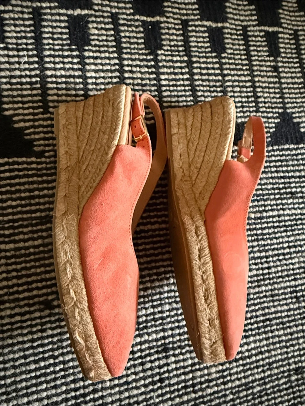 Patricia Green Poppy (orange pink) wedge slingback sz 9 Made in Spain Never Worn